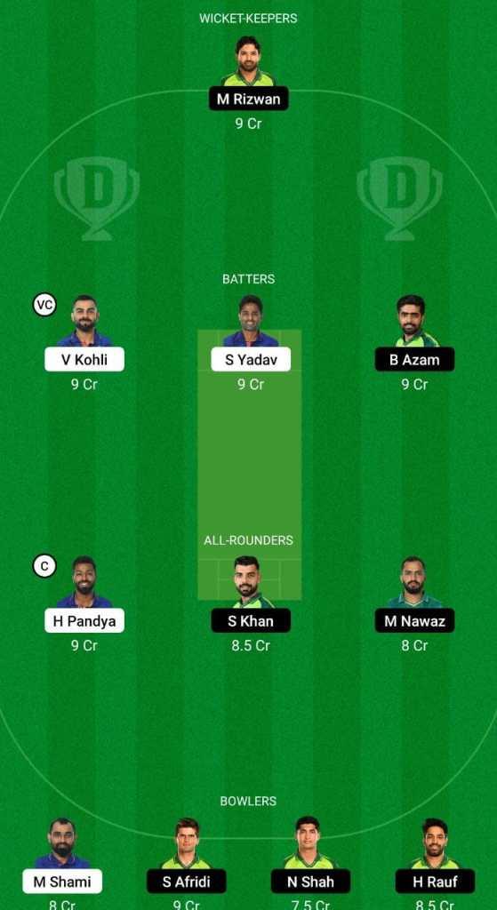India vs Pakistan Dream11 Prediction Fantasy Cricket Tips Dream11 Team ICC Men's T20 World Cup 2022