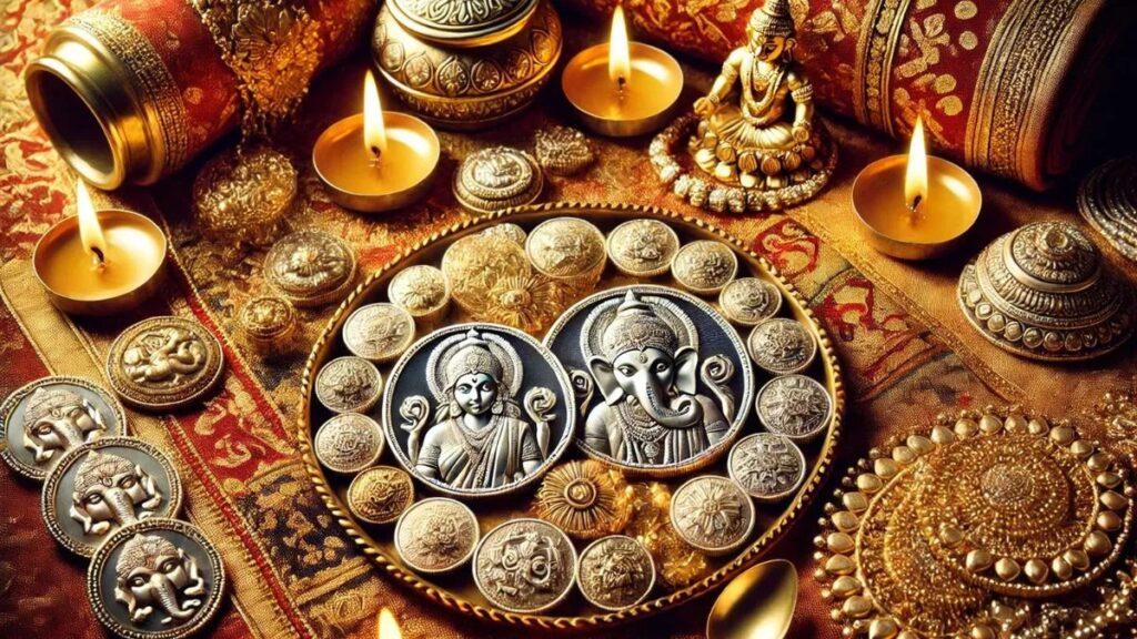 Dhanteras DEcorated Plate with Diyas