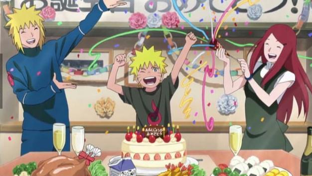 Naruto celebrating birthday with his family